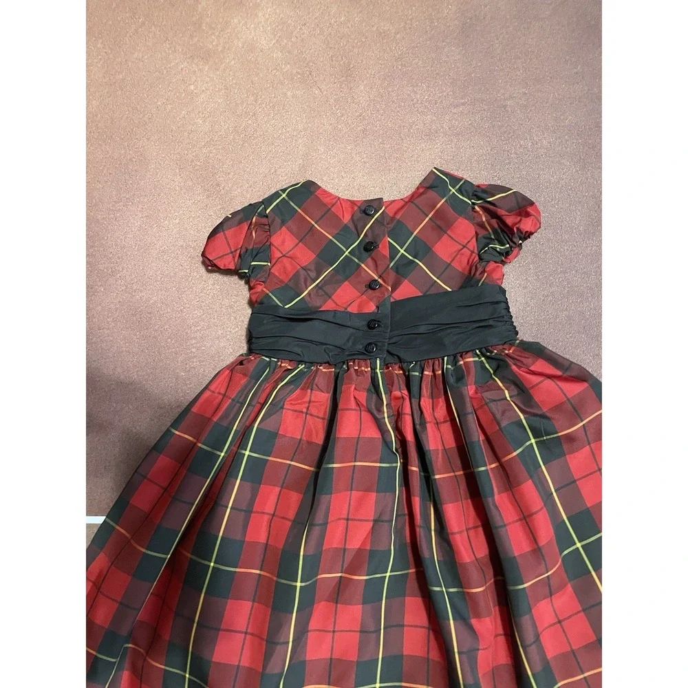 Ralph Lauren Girls Red And Black Tartan Plaid Dress Holidays Occasions Size 4